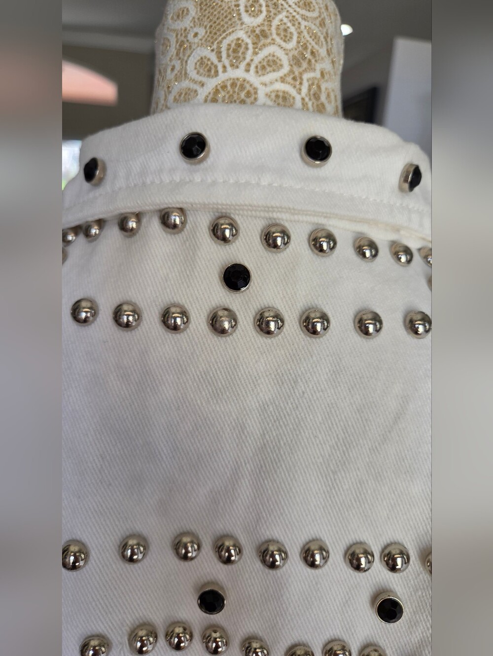 Seek the Label White Heavy Studded/Embellished Denim Jacket Size L (18/20) - Picture 10 of 11